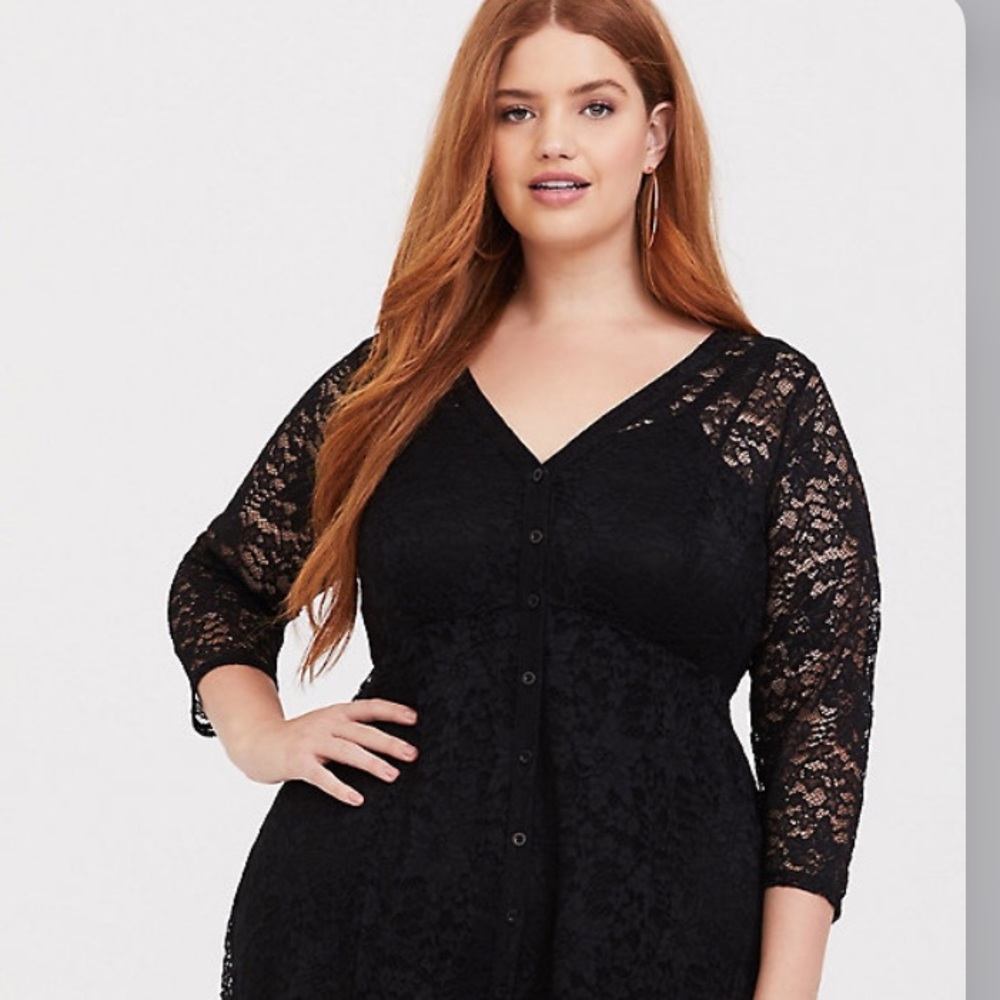 Torrid Goth Black Button Lace Maxi Party Dress 3XL
